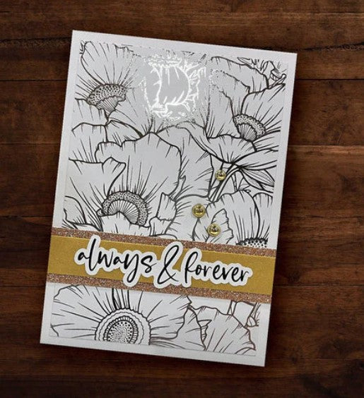 Paper Rose Floral Card Fronts - Silver