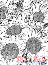 Sunflowers Background Red Rubber Stamp