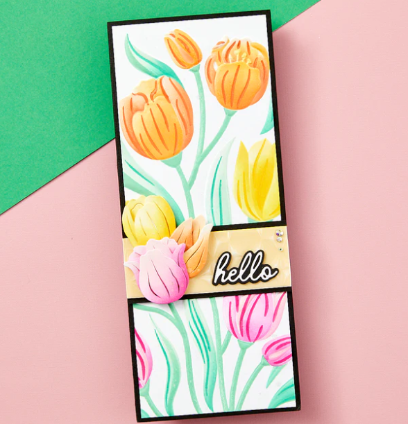 Twirling Tulips Embossing Folder and Stencil Combo