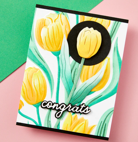 Twirling Tulips Embossing Folder and Stencil Combo