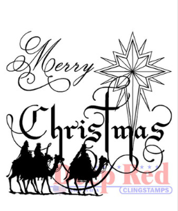 Wise Men Christmas Red Rubber Stamp