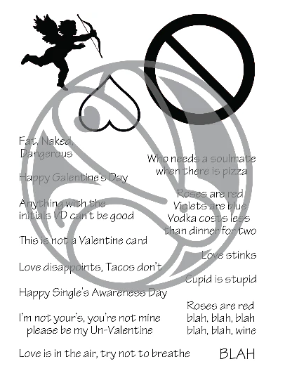 Sassy Sentiments - Anti Valentine 4x6 Stamp Set